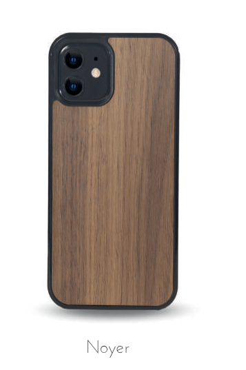 Étui iPhone 13 en bois de bambou avec gravure d'un arbre