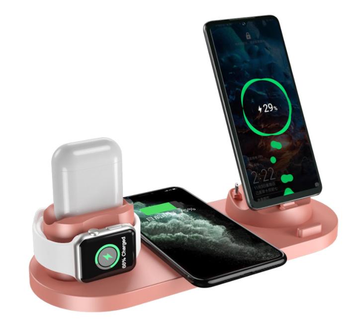 Chargeur sans fils 6 en 1 pour smartphone, tablette, montres connectées et écouteurs sans fils