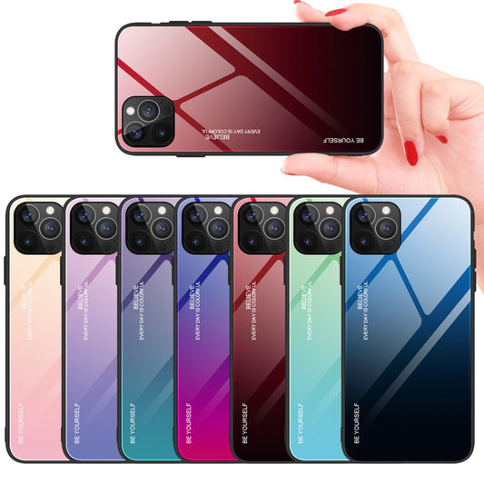 Coque en verre à motifs de couleurs dégradées IPhone 13/13 Mini Pro Max